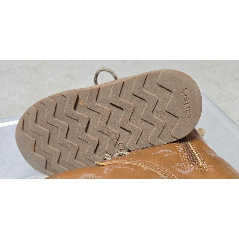 Carter's Boys‎  Boots with Dinosaur designs Size 8 light Brown with Tan